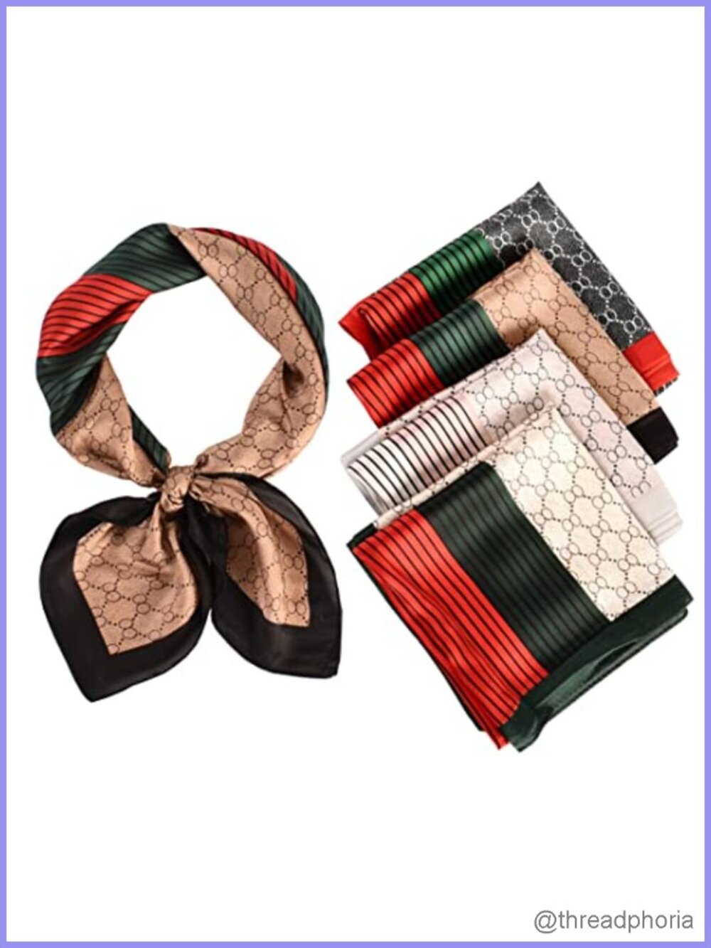 4 Pack 27.5 Inch Square Head Scarf Silk Feeling Polyester Bandana for Women